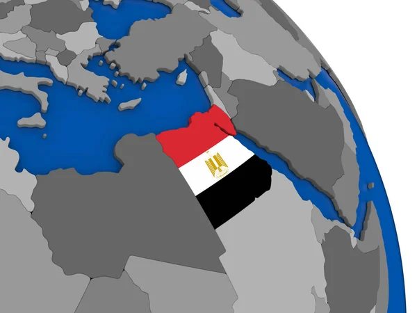 Egito e sua bandeira no globo — Fotografia de Stock