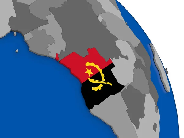 Angola e la sua bandiera sul globo — Foto Stock