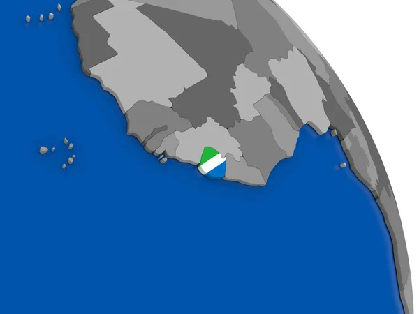 Sierra Leone and its flag on globe — Stock Photo, Image