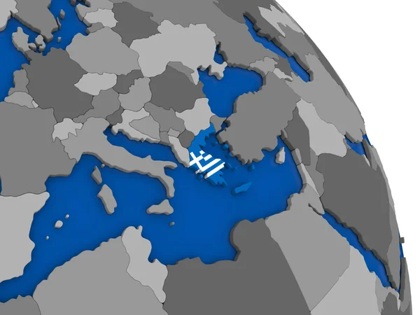 Greece and its flag on globe — Stock Photo, Image