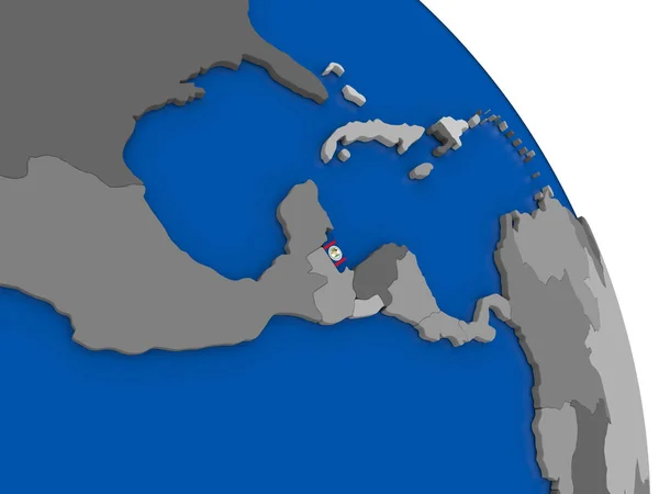 Belize и его флаг на глобусе — стоковое фото