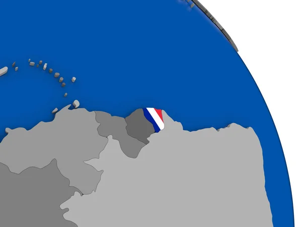 Французская Гвиана и ее флаг на земном шаре — стоковое фото