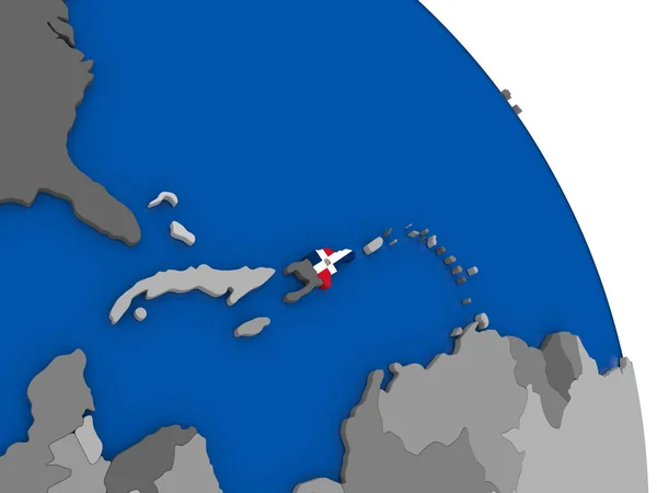 多米尼加共和国和其标志的地球 — 图库照片