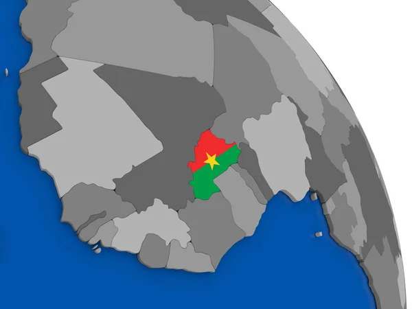 Burkina Faso y su bandera en el mundo — Foto de Stock