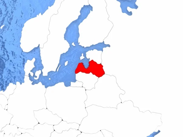 Латвия на глобусе — стоковое фото