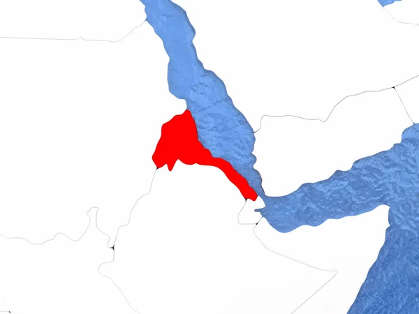 Eritrea op wereldbol — Stockfoto