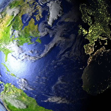 Kuzey yarıküre dünyanın gerçekçi model üzerinde