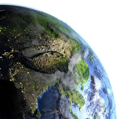 Güneydoğu Asya geceleri - görünür okyanus tabanı yeryüzünde