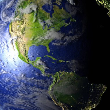 Dünya'nın gerçekçi model üzerinde Amerika