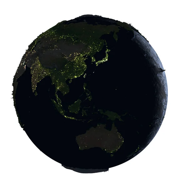 Australasia beyaz izole gece yeryüzünde — Stok fotoğraf