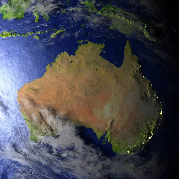 Australie sur un modèle réaliste de la Terre — Photo