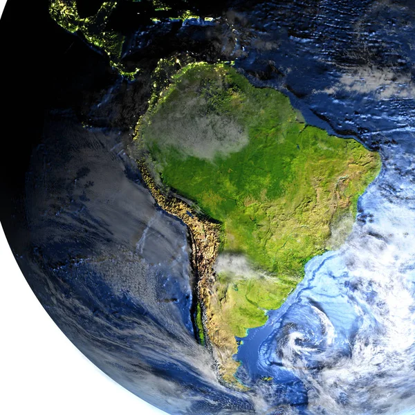Sudamérica en la Tierra - fondo visible del océano — Foto de Stock