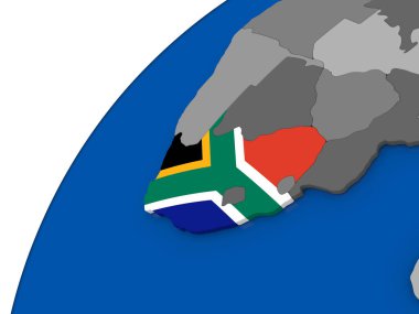 Güney Afrika siyasi dünya üzerinde bayrak ile