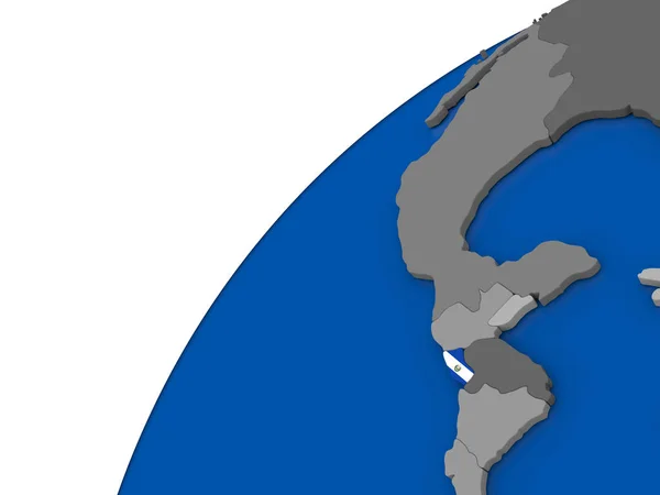 El Salvador z flagą na Globus polityczny — Zdjęcie stockowe