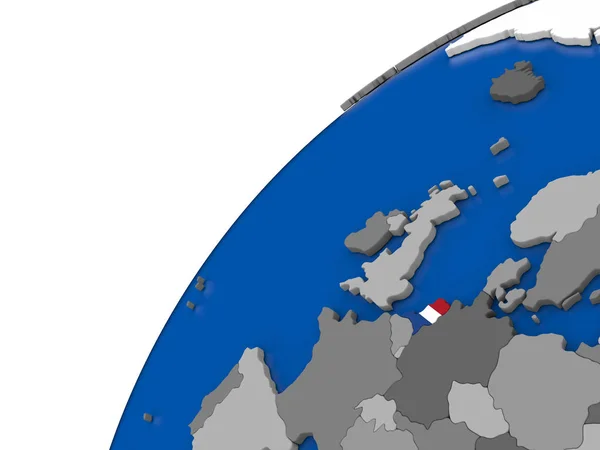 Нідерланди з прапором на політичні глобус — стокове фото