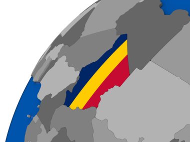 Chad siyasi dünya üzerinde bayrak ile