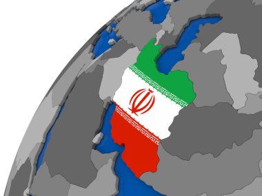 Iran siyasi dünya üzerinde bayrak ile