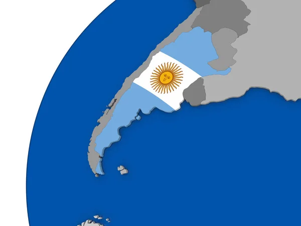 Argentina with flag on political globe — Stock Photo, Image