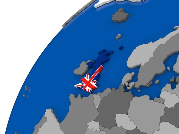 Regno Unito con bandiera sul globo politico — Foto Stock