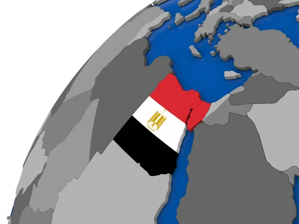 Egypte met vlag op politieke wereldbol — Stockfoto