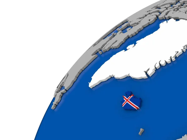 Ισλανδία με σημαία στον πολιτικό κόσμο — Φωτογραφία Αρχείου