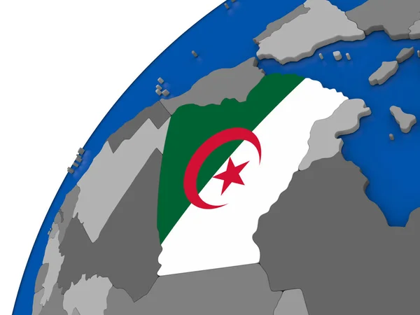 Argelia con bandera en el mundo político —  Fotos de Stock