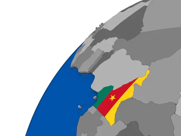 Камерун з прапором на політичні глобус — стокове фото