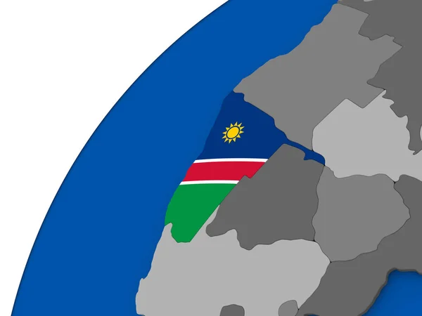 Namibia med flagga på politiska jordglob — Stockfoto