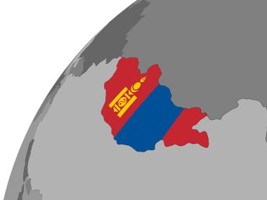 Moğolistan siyasi dünya üzerinde bayrak ile