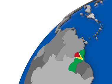 Guyana siyasi dünya üzerinde bayrak ile