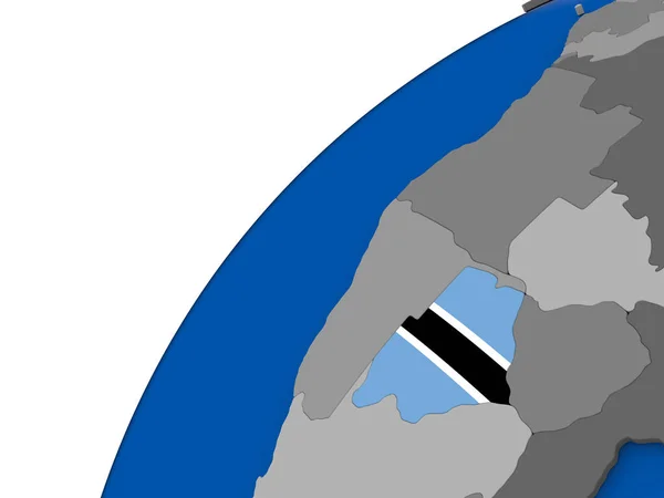 博茨瓦纳与标志的政治地球 — 图库照片