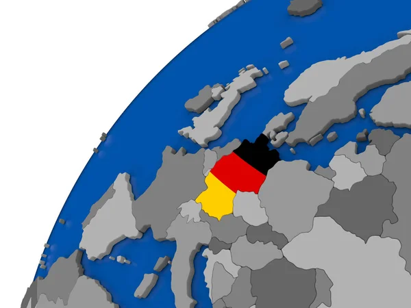 Duitsland met vlag op politieke wereldbol — Stockfoto