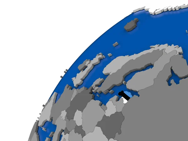 Эстония с флагом на политическом глобусе — стоковое фото