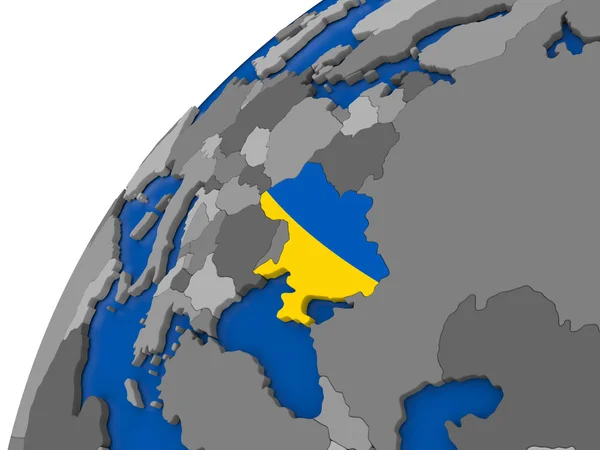 України з прапором на політичні глобус — стокове фото