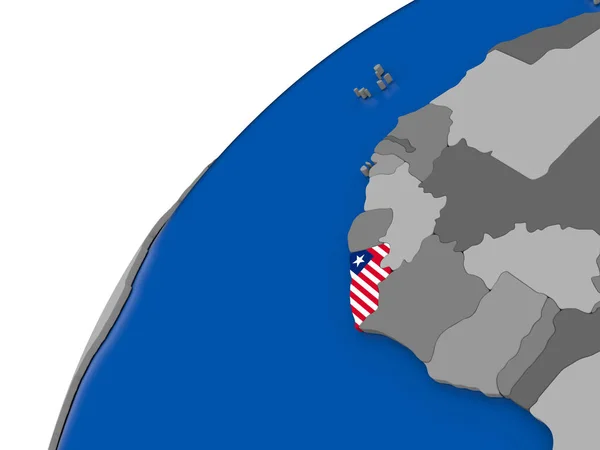 Libériai zászló a politikai földgömb — Stock Fotó