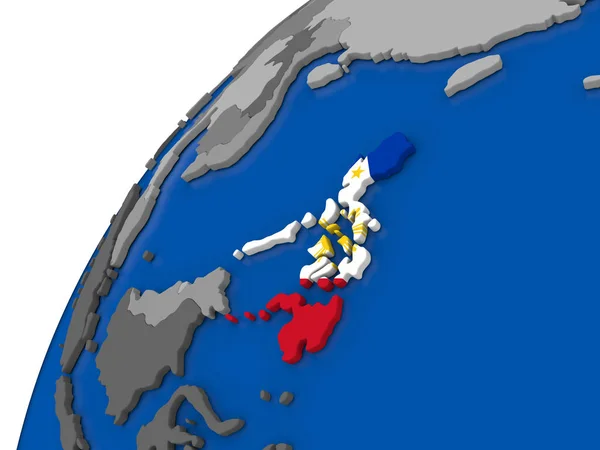 Філіппіни з прапором на політичні глобус — стокове фото