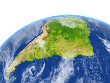 Dünya gezegeni üzerinde Güney Amerika