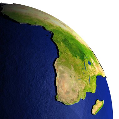 Afrika Dünya modeli ile kabarık arazi üzerinde geceleri