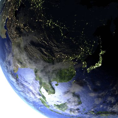 Doğu Asya dünya gerçekçi bir model üzerinde