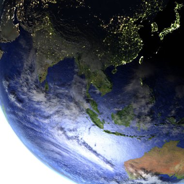 Güneydoğu Asya dünya gerçekçi bir model üzerinde