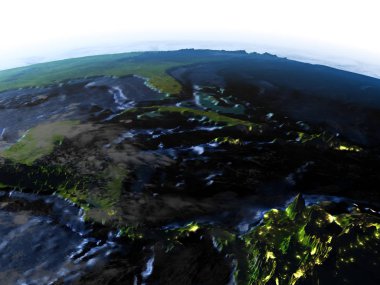 Gece - görünür okyanus tabanı yeryüzünde Kuzey Karayipler