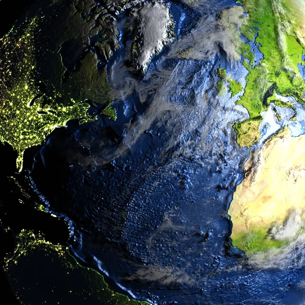 Półkuli północnej na ziemi - dno oceanu widoczne — Zdjęcie stockowe