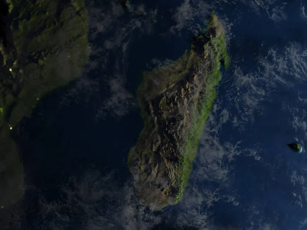 Madagaskar bei Nacht auf dem Planeten Erde — Stockfoto