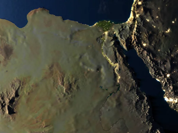 Egypte op de planeet aarde 's nachts — Stockfoto
