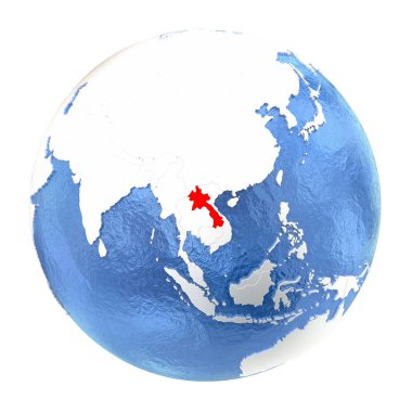 Laos beyaz izole küre üzerinde
