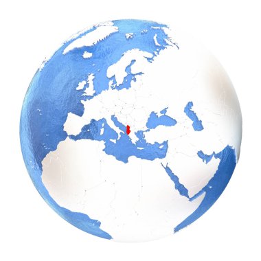 Arnavutluk beyaz izole küre üzerinde