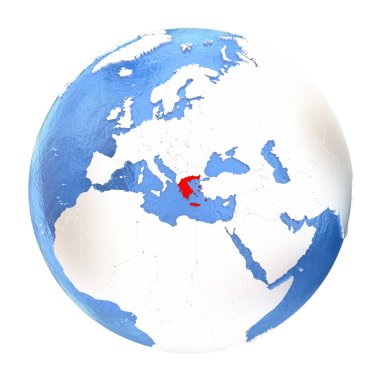 Yunanistan üzerinde beyaz izole küre üzerinde