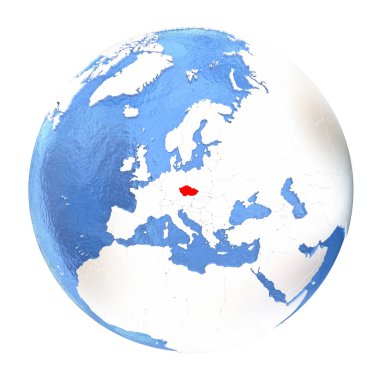 Çek Cumhuriyeti üzerinde beyaz izole küre üzerinde