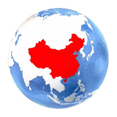 Çin üzerinde beyaz izole küre üzerinde