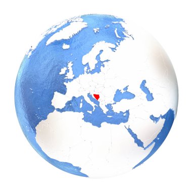 Bosna üzerinde beyaz izole küre üzerinde